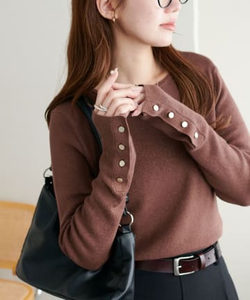 DISCOAT(ディスコート) 【万能トップス/新色追加!/WEB限定】リブ袖口ボタンプルオーバー