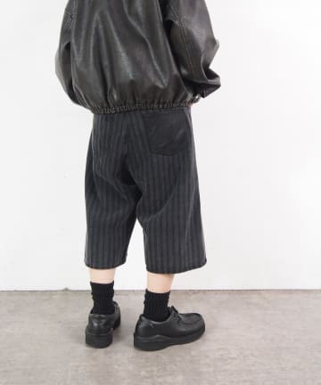 【セットアップ対応】ストライプデニムハーフパンツ