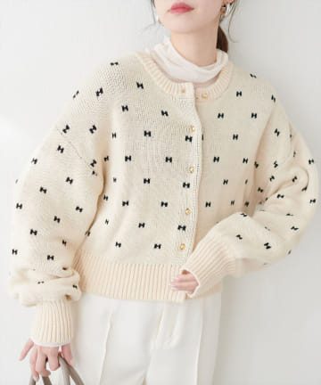 NICE CLAUP / OLIVE des OLIVE OUTLET(ナイスクラップ  / オリーブ デ オリーブ アウトレット) 【EVERY VERY.】リボンハートジャガードカーディガン