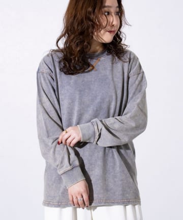 【GLOSTER】ステッチ配色 デニムクルーネックロンT ロングスリーブTシャツ