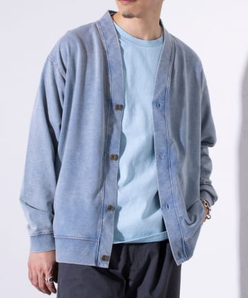 【GLOSTER】ステッチ配色 デニムカーディガン Vネックカーディガン