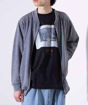 【GLOSTER】ステッチ配色 カットデニムジップブルゾン スタジャン型