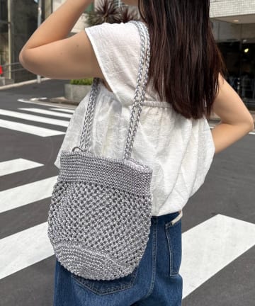 CIAOPANIC TYPY(チャオパニックティピー) 【2025年S/S新作】カラビナ付きメタリックヤーンBAG