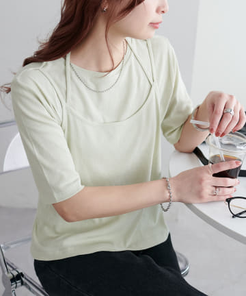レイヤード半袖プルオーバー