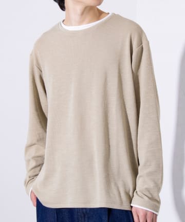 【GLOSTER】スラブダブルフェイス ロールネックロンTロングスリーブTシャツ