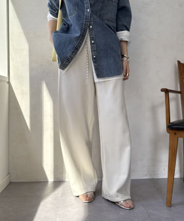 【WEB限定】ポンチ素材ワイドパンツ