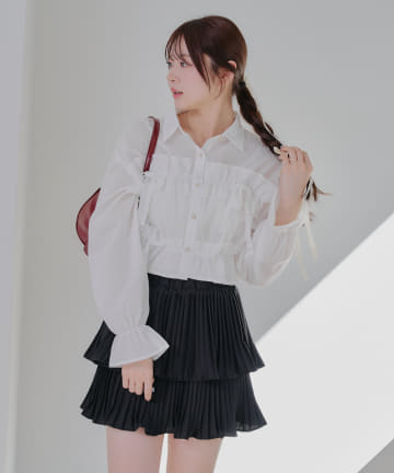 NICE CLAUP / OLIVE des OLIVE OUTLET(ナイスクラップ  / オリーブ デ オリーブ アウトレット) 【めい（＠may_81o）select】華奢見えレースリボンフリルブラウス