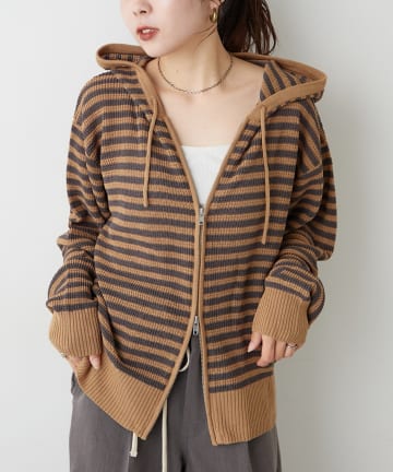 CIAOPANIC TYPY(チャオパニックティピー) 【UNISEX】麻タッチボーダーメッシュパーカー