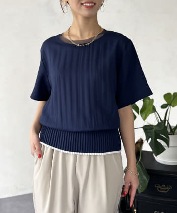 スリムプリーツ切替ブラウス