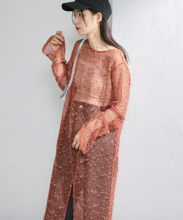 OUTLET(アウトレット) 【Kastane】メッシュシアーワンピース