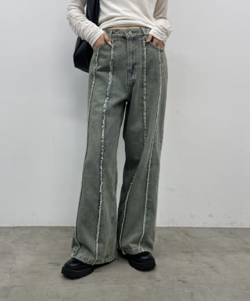 ワイドストレートフリンジデニム