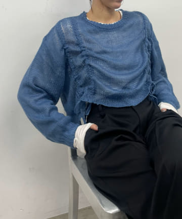 透かし編みドロストニット