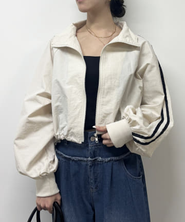 サイドラインナイロンショートブルゾン