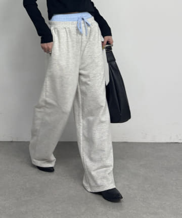 裏毛ダブルウエストワイドパンツ