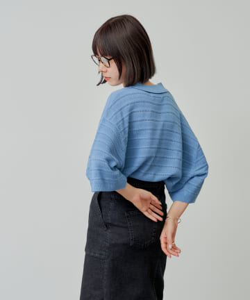 OUTLET(アウトレット) 【Kastane】【WHIMSIC】スキッパーネックジャガードニットプルオーバー