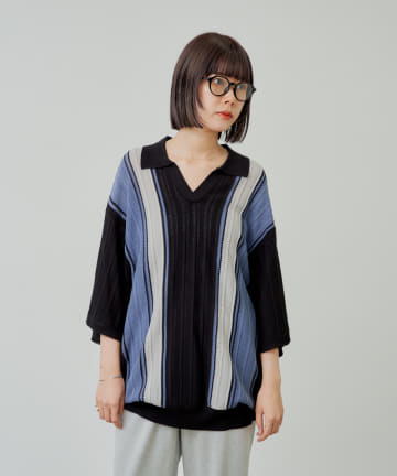 OUTLET(アウトレット) 【Kastane】【WHIMSIC】スキッパーネックジャガードニットプルオーバー