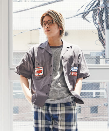 【Kastane】【WHIMSIC】ワッペン付きオープンカラーシャツ