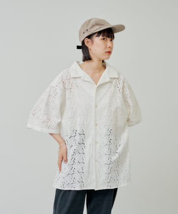 OUTLET(アウトレット) 【Kastane】【WHIMSIC】フラワーパターンレースシャツ