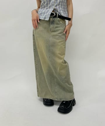 OUTLET(アウトレット) 【WHO'S WHO gallery】オーバーダイデニムロングスカート