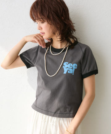 RIVE DROITE(リヴドロワ) 【キャッチーなロゴが◎】リンガーロゴTee