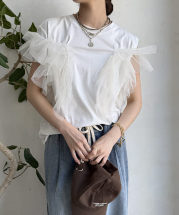 DOUDOU(ドゥドゥ) 【WEB限定】2WAYフリルTEE