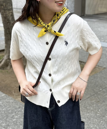 CPCM(シーピーシーエム) 【U.S. POLO ASSN.】ケーブルニット半袖カーディガン