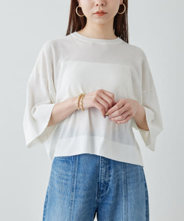 Drawing Numbers(ドローイングナンバーズ) クロップドハーフニットTEE