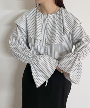 OUTLET(アウトレット) 【Omekashi】フリルカラーブラウス