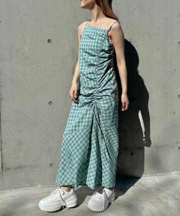 OUTLET(アウトレット) 【RAY CASSIN】チェックドロストキャミワンピース