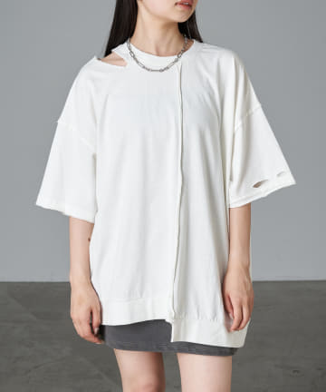 【RAY CASSIN】ピグメントダメージルーズTシャツ