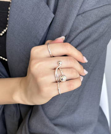 Lattice(ラティス) 【ホワイトメタル】ニュアンスボールリングセット(3P)