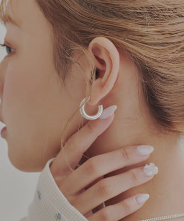 Lattice(ラティス) 【ホワイトメタル】フープピアス