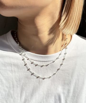 Lattice(ラティス) 【ホワイトメタル】ボールチェーンネックレスセット(2P)