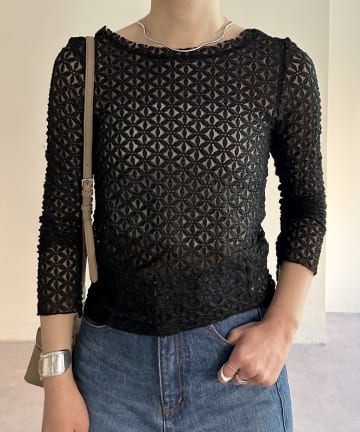 OUTLET(アウトレット) 【SHENERY】バックシャンレースカットソー