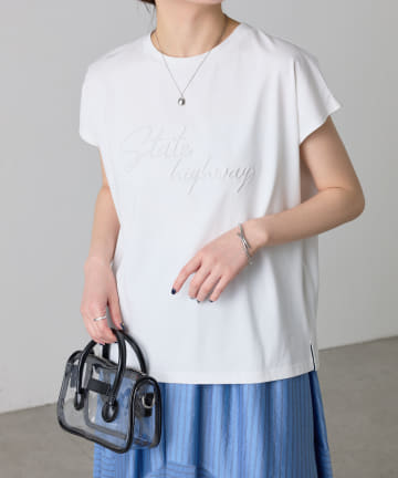 COLLAGE GALLARDAGALANTE(コラージュ ガリャルダガランテ) 【キレイめTシャツ】モール刺繍フレンチTシャツ