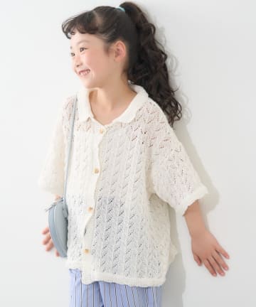 【KIDS】【GOOD HOLIDAY】透かし編み開襟シャツ