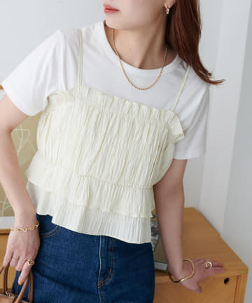 OUTLET(アウトレット) 【Discoat】シャーリングキャミ