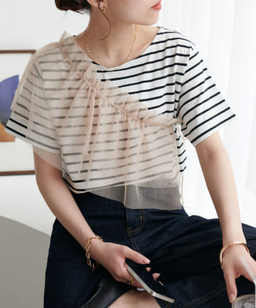OUTLET(アウトレット) 【Discoat】ラメチュールセットTシャツ