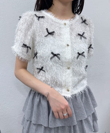 [mline]リボンシャギーブラウス