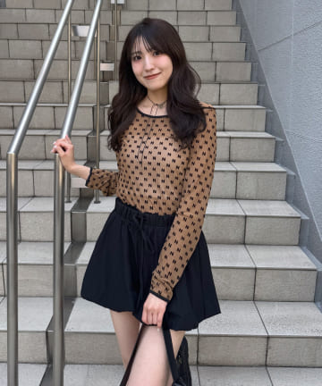 [mline]プリントチュールトップス