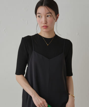 OUTLET(アウトレット) 【Loungedress】リブハーフスリーブニット