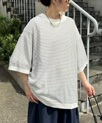 OUTLET(アウトレット) 【CIAOPANIC TYPY】リネンタッチ半袖強撚ニット