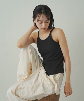 【earthy_】【抗菌防臭】オーガニックコットンアメスリカップ付きキャミ