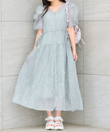 OLIVE des OLIVE(オリーブ デ オリーブ) 【すっきり見え◎/新色追加】ハート刺繍ワンピース