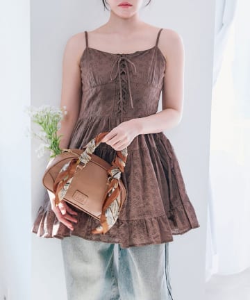 OLIVE des OLIVE(オリーブ デ オリーブ) レースアップミニキャミワンピース