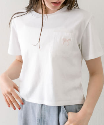 OLIVE des OLIVE(オリーブ デ オリーブ) 【WEB限定/リバイバル】リボン刺繍Tシャツ