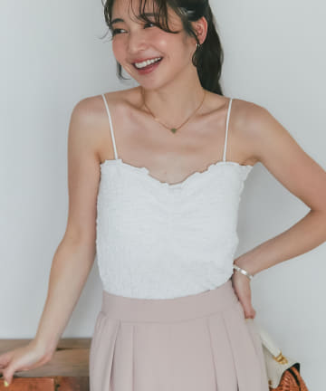 La boutique BonBon(ラブティックボンボン) カップ付きシャーリングキャミ