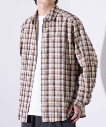 【GLOSTER/グロスター】ガーゼライクチェックシャツ レギュラーカラー