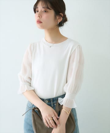 natural couture(ナチュラルクチュール) マジョリカスリーブニットプルオーバー