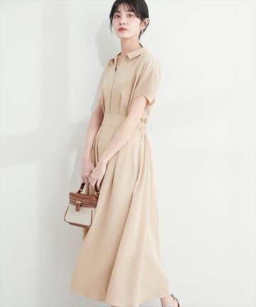 natural couture(ナチュラルクチュール) 【大人気リバイバル】涼しげスキッパー衿お上品ワンピース
